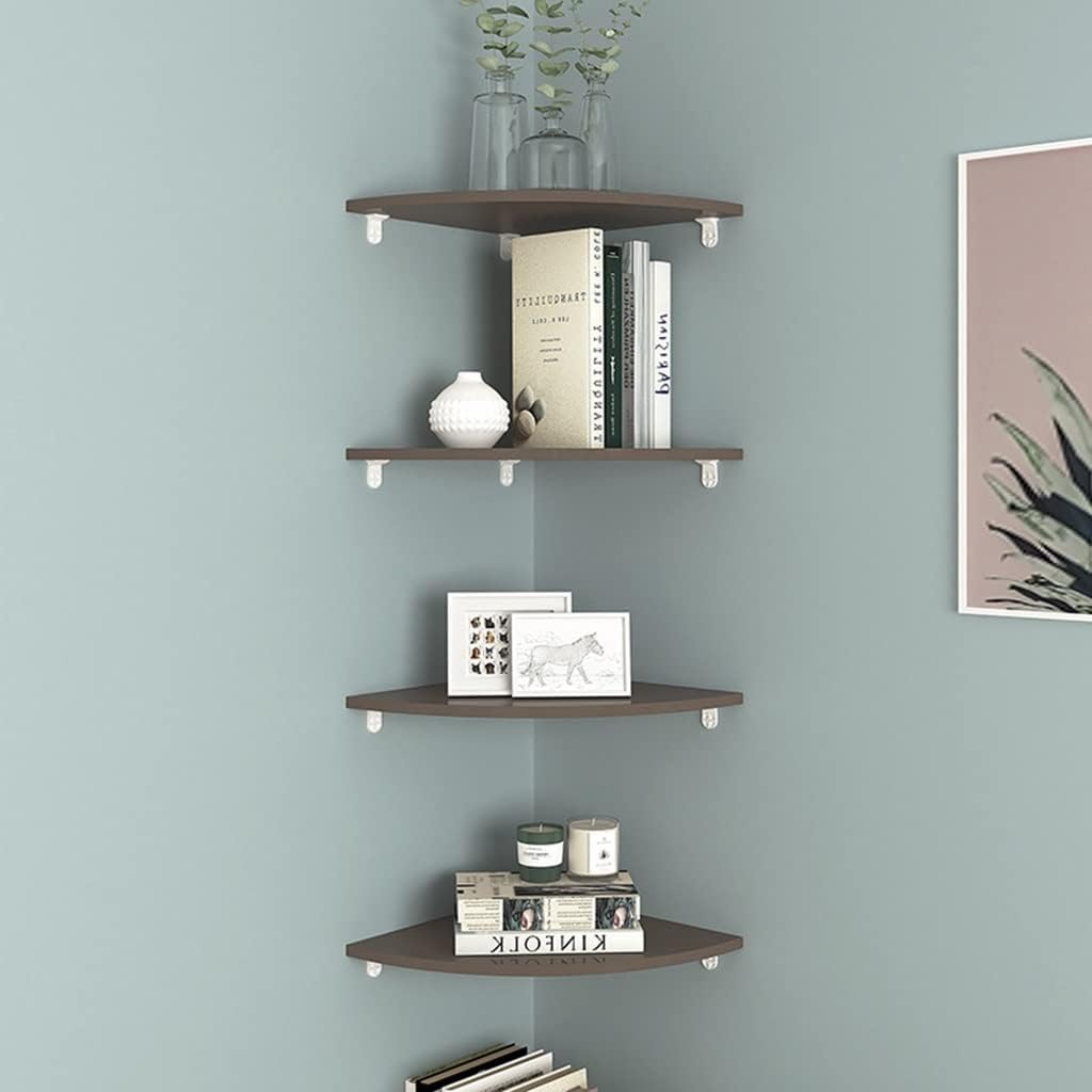 Wall Mount Floating Corner Shelves Set of 2, Hanging Rustic Wall Storage Shelf Decor for Bedroom, Living Room, Bathroom, Kitchen (Color : Brown, Size : 28cm) (Walnut 28cm)