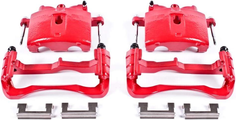 Power Stop S4730 Front Pair of High-Temp Red Powder Coated Calipers for Cadillac Deville DTS | Chevy Express Silverado Suburban | GMC Savana Sierra Yukon | Hummer H2 [Application Specific]