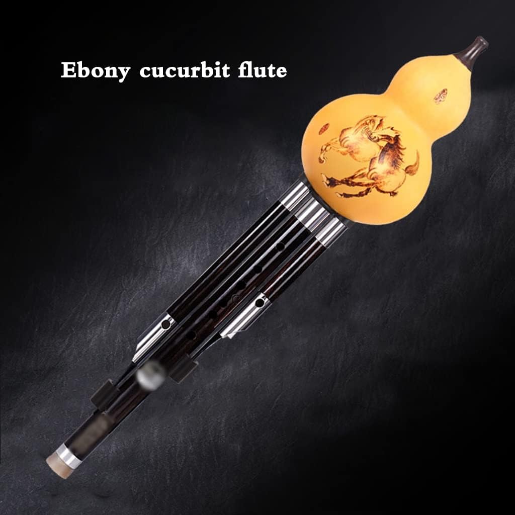 Musical Instruments Professional Performance Cucurbit C Down, B, G, F, Cucurbit Flute Beginners To Practice Playing Hulusi Ebony Sound Tube With Chinese Knot And Box (Color : Black, Size : G-key)