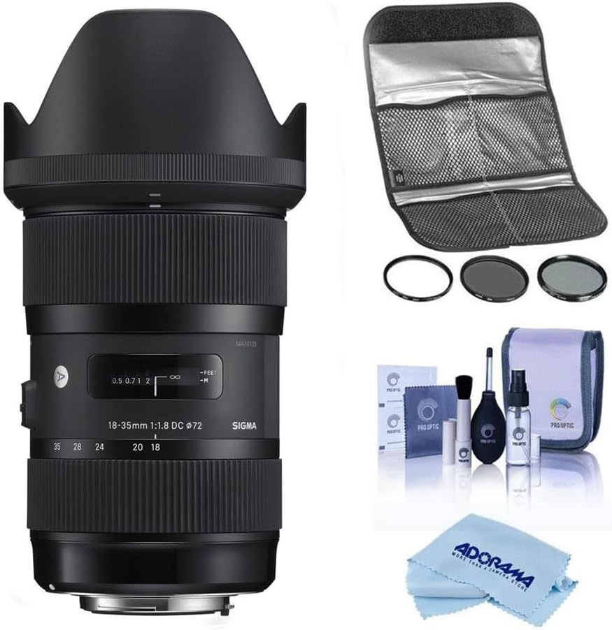 Sigma 18-35mm f/1.8 DC HSM ART Lens for Canon EF, Bundle with Hoya 72mm Filter Kit II, Cleaning Kit, Cleaning Cloth
