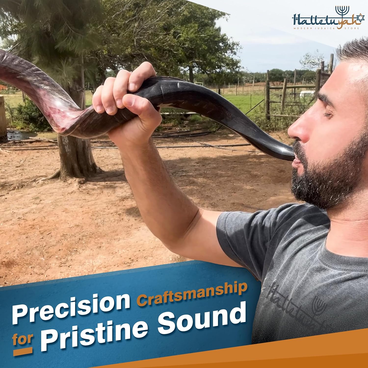 HalleluYAH Original Kosher Half-Polished Kudu Shofar From ISRAEL