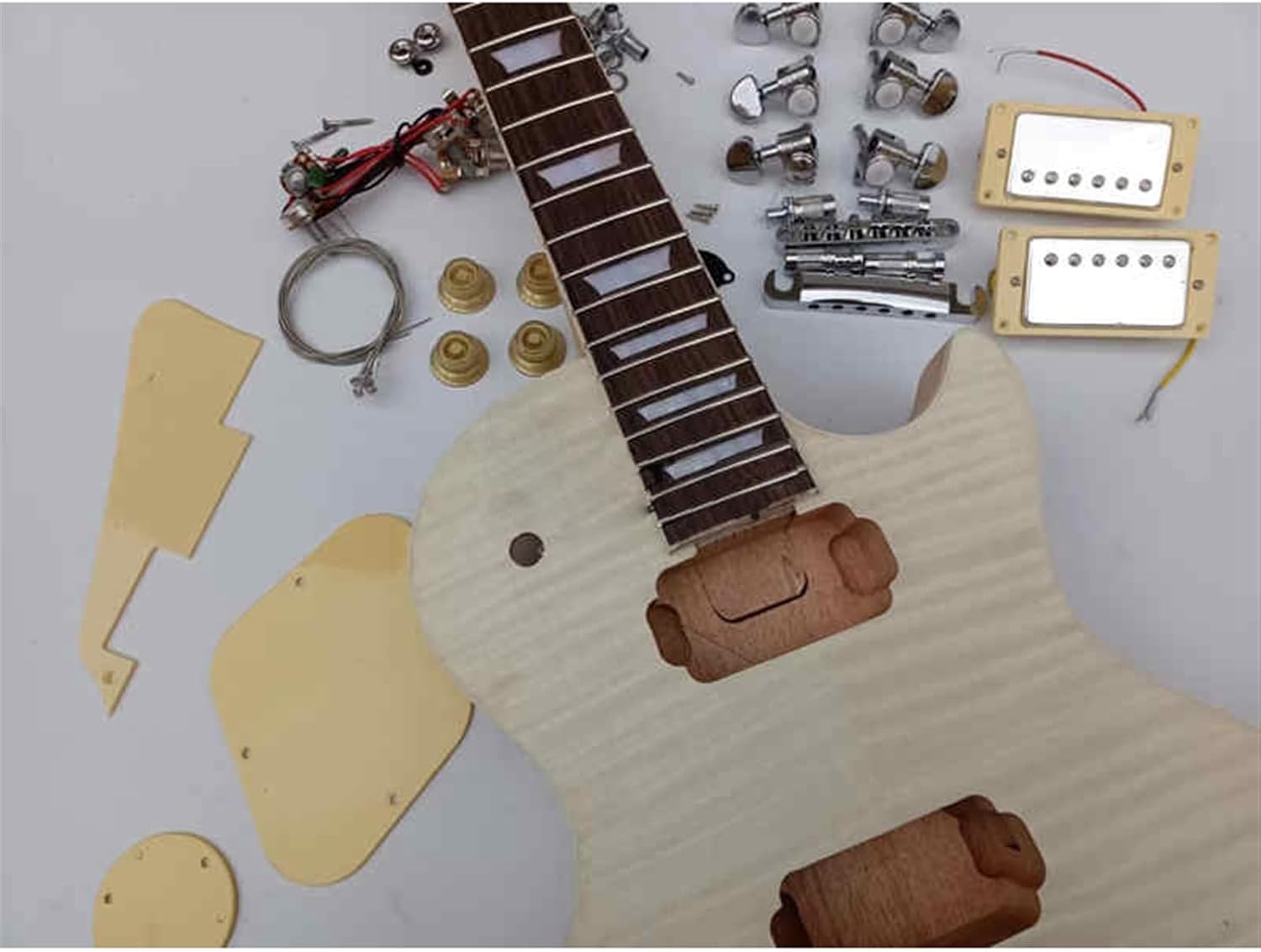 DIY Electric Guitar Kit Unfinished Unpainted Electric Guitar Body and Neck Including All Hardware