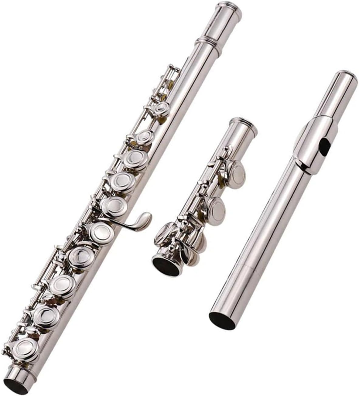 Cupronickel Silver Plated 16 Holes C Tone Concert Flute Woodwind Instrument with Padded Bag