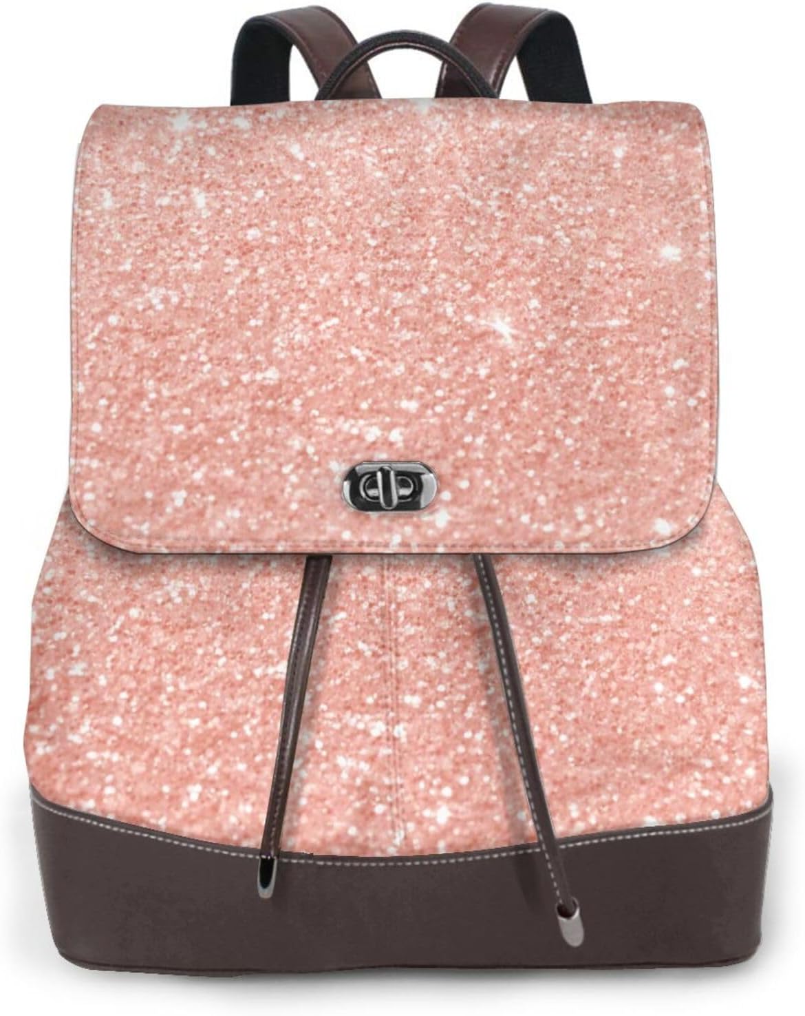 Rose Gold Glitter for Womens Backpack Purse Microfiber PU Anti-theft Large Fashion Designer Travel Bag Ladies Shoulder Bags