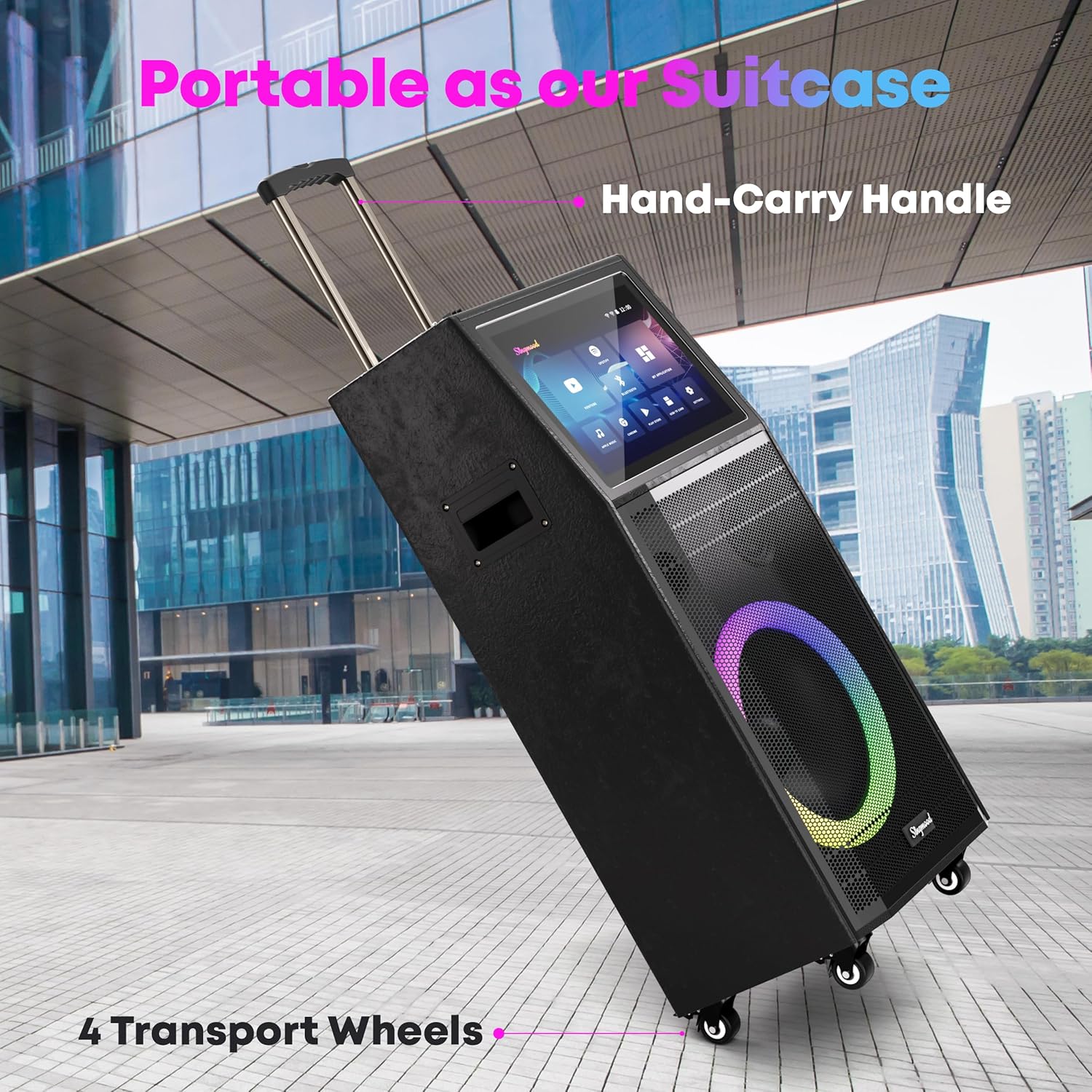 Karaoke Machine for Adults, with Lyrics Display, Smart Portable Big Bluetooth Speaker 2 Wireless Microphones, Professional Karaoke System 1000W Peak Power Big Bluetooth DJ Light