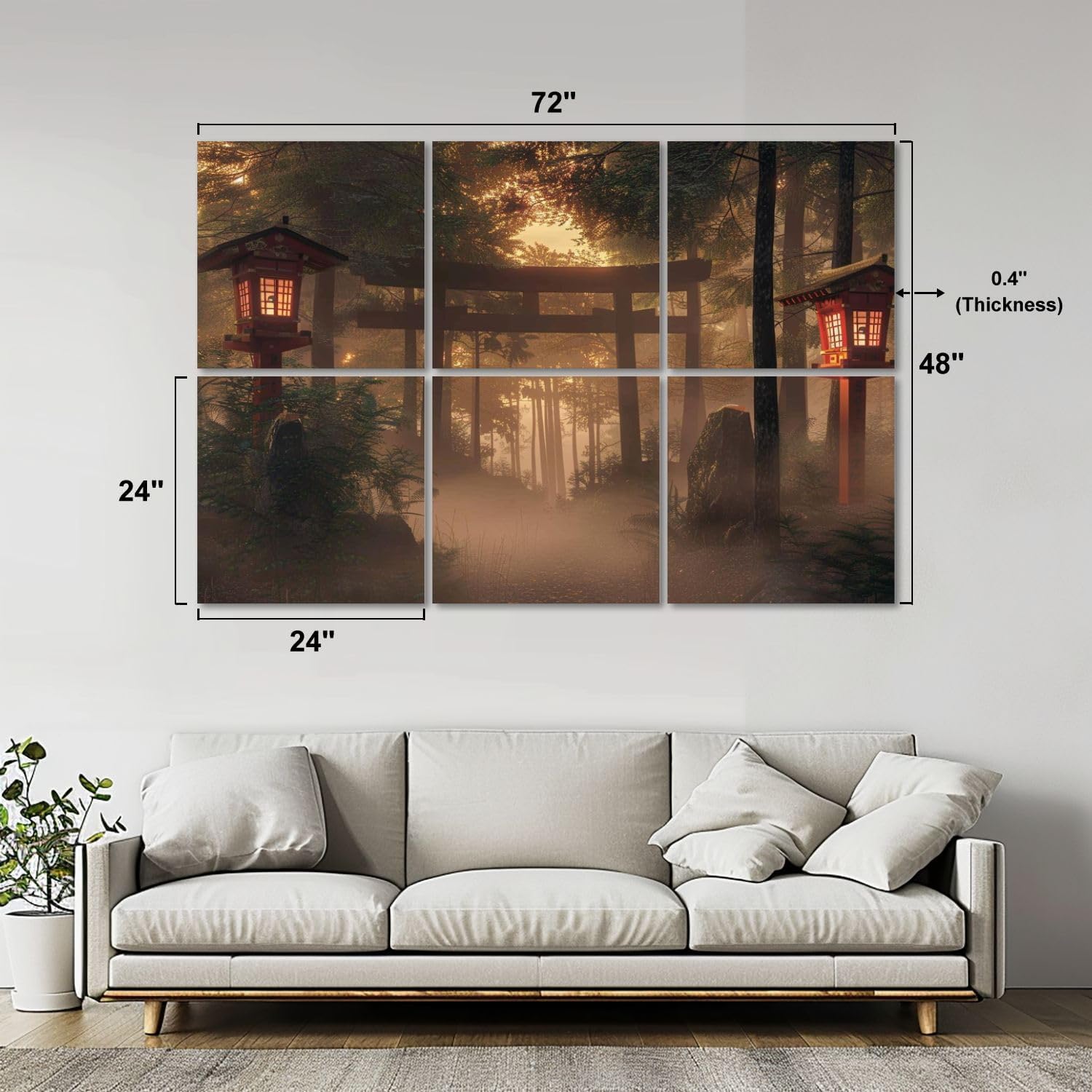 Art Acoustic Panels Self Adhesive 3d rendering an old japanese shrine gate stone 6 Packs Decorative Soundproof Wall Panels Large Sound Absorbing Panels for Home Office 48