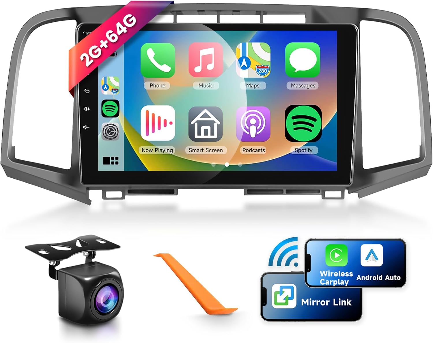 2G+64G Car Radio Stereo for Toyota Venza 2008-2016 with Wireless CarPlay/Android Auto, 9 Inch HD Touch Screen Android 13 Head Unit GPS WiFi Bluetooth FM/RDS EQ HD Backup Camera