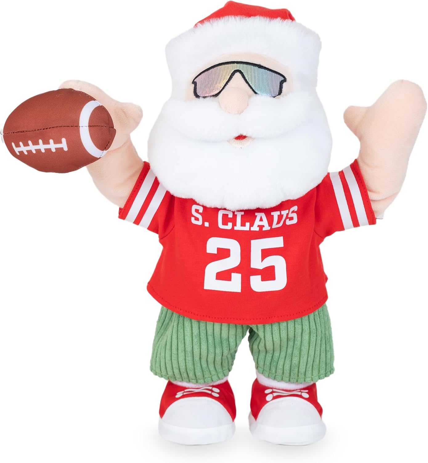 Cuddle Barn - Gameday Santa | Animated Christmas Fun Sports Singing Dancing Santa Claus Plush Toy, 13 inches, Red