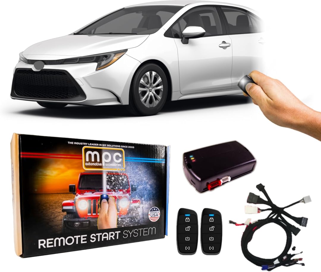 MPC Remote Starter Compatible with Toyota Corolla 2020-2022 |Hybrid| |Push to Start| with T-Harness - (2) Extended Range 4-Button 2-Way Remotes - Up to 1,500 ft Range