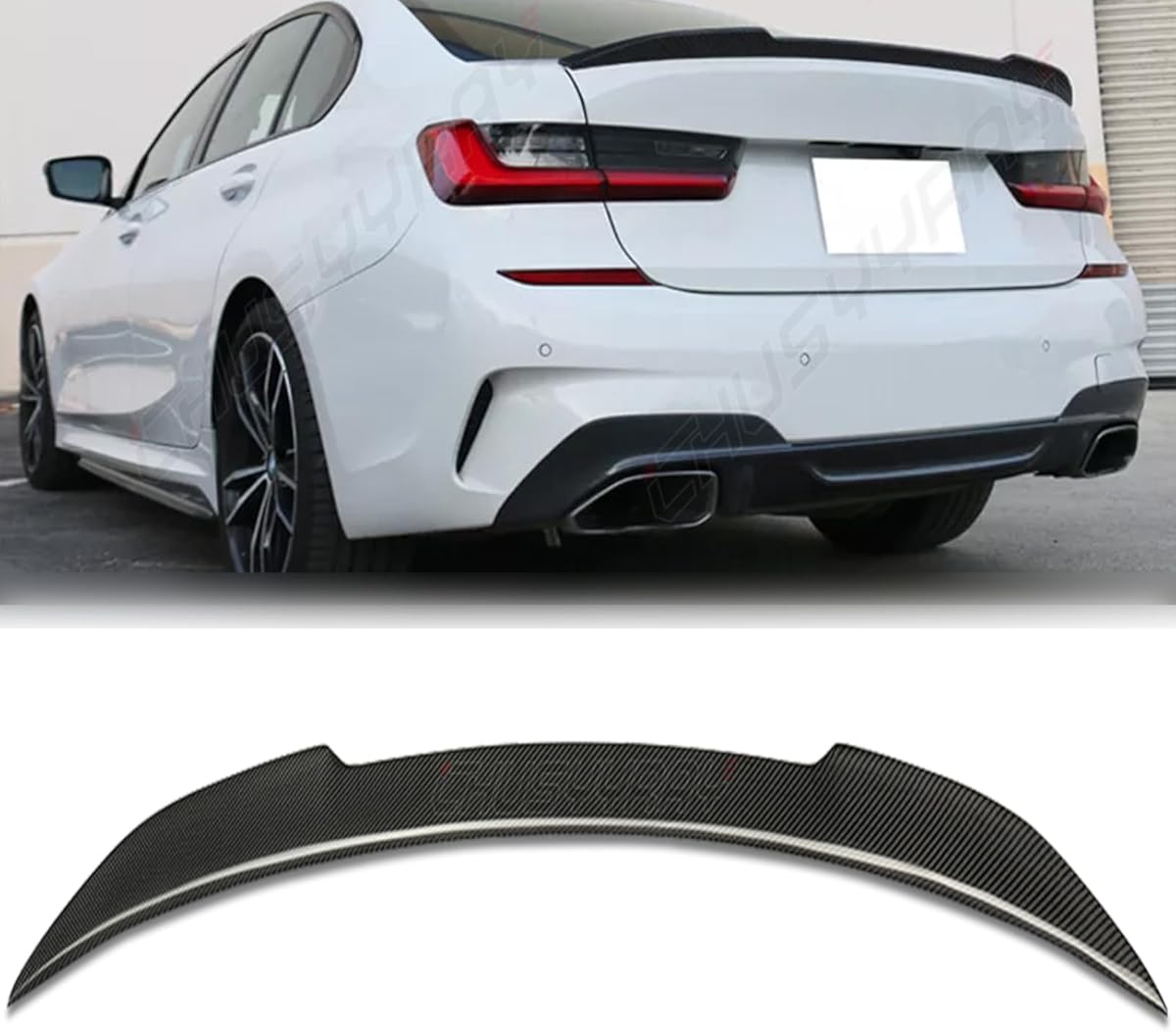 CHUSYYRAY Spoiler Wing Compatible with BMW G80 M3 Sedan 2021 2022 2023 2024 Car Rear Spoiler Exterior Rear Spoiler Kit, Car Exterior Accessories for Men Women (Carbon Fiber Pattern)