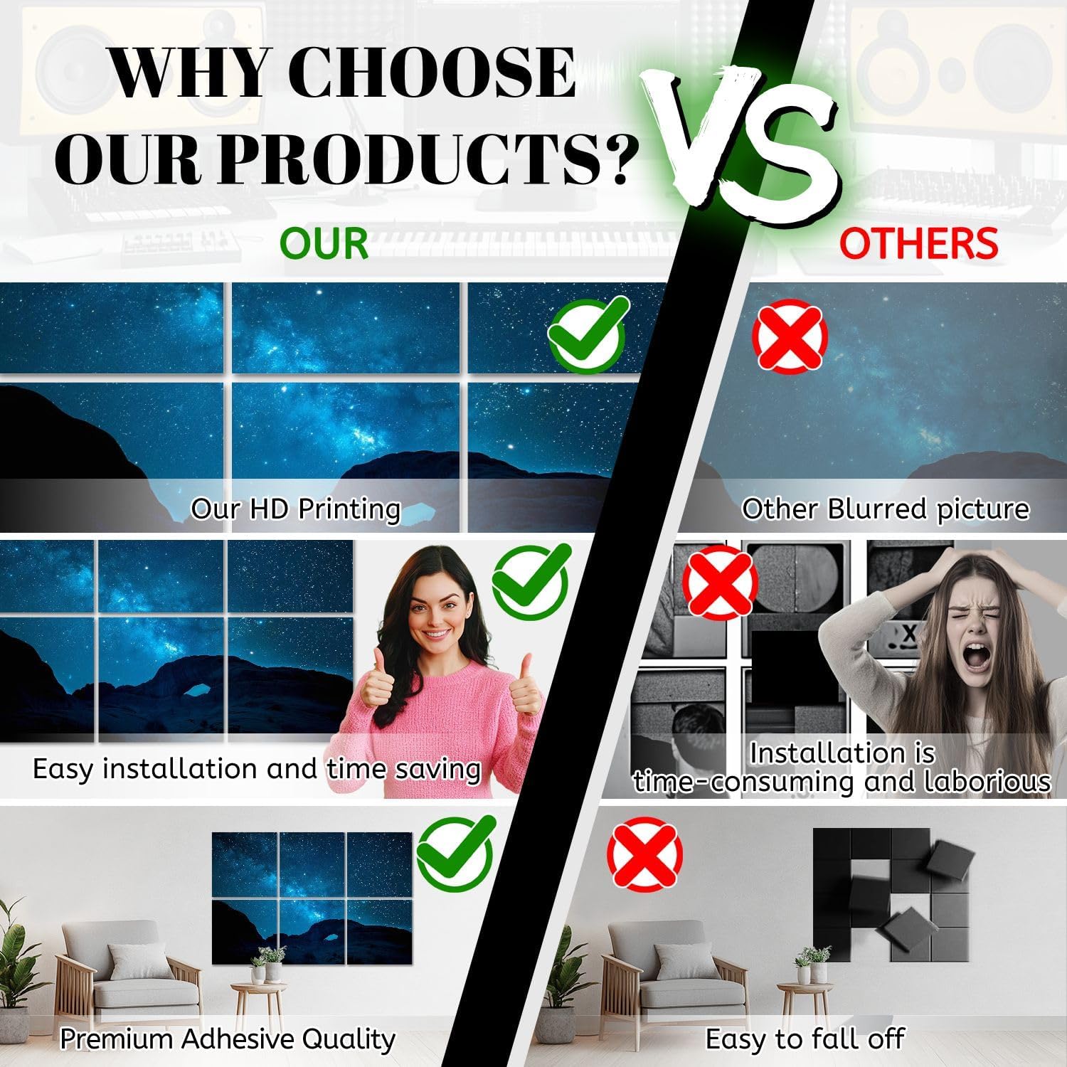 6 Pack Art Acoustic Panels Milky Way Ear Wind arch Sound Absorbing Panel 48