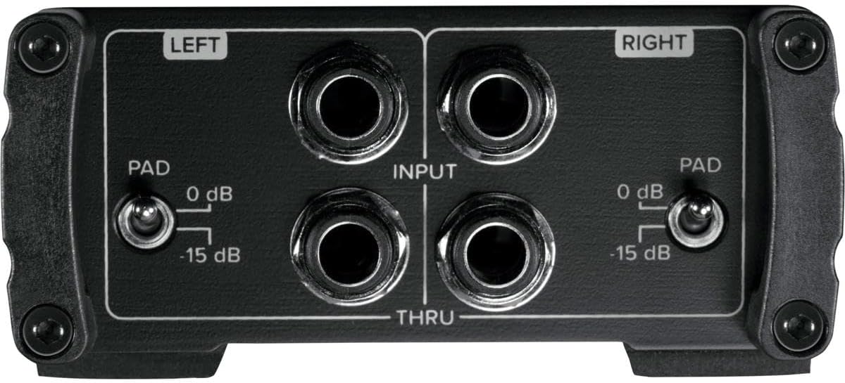 Mackie MDB Series, Passive Stereo Direct Box with dual 1/4” High-Impedance Inputs with Thru Outputs, 15db pads, and Dual Low-Impedance XLR Outputs with Ground Lift (MDB-2P)