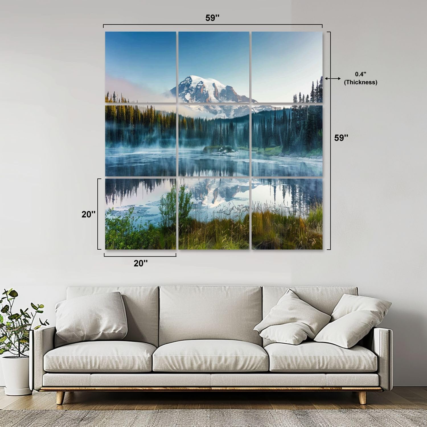 Art Acoustic Panels Self Adhesive Scenic view Mount Rainier reflected across reflection lakes 9 Packs Decorative Soundproof Wall Panels Large Sound Absorbing Panels for Home Office 60