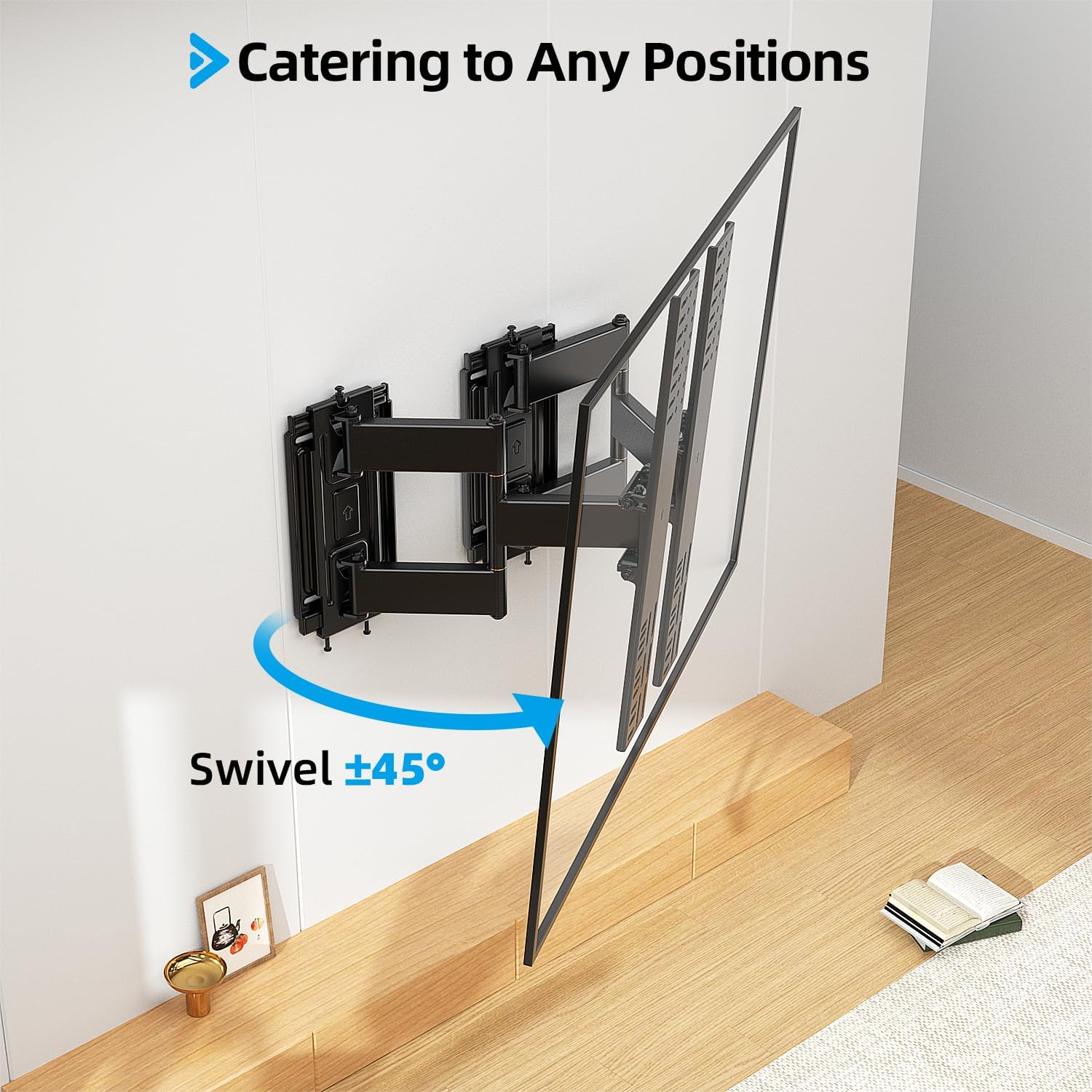Full Motion TV Mount for 48-120 inch TVs up to 200Lbs, Slim Sturdy & Smooth Extension, Tilt and Swivel TV Wall Mount for Large TVs, Corner Wall Mount tv Bracket, Unlimited Wood Stud and VESA