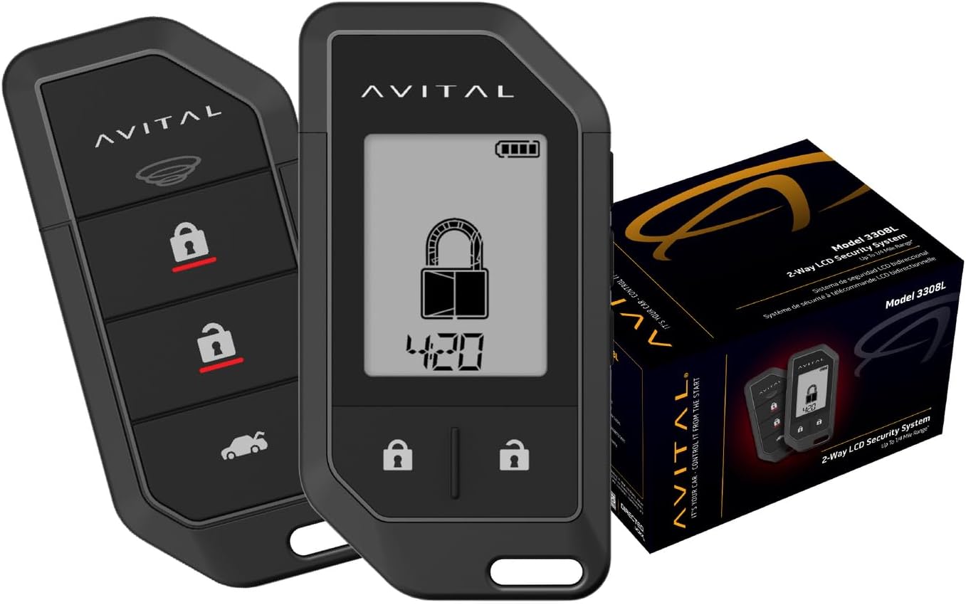 Avital 3308L 2-Way LCD Vehicle Security System with 2 Remotes (Compatible with Directed by VOXX SmartStart-Pro)