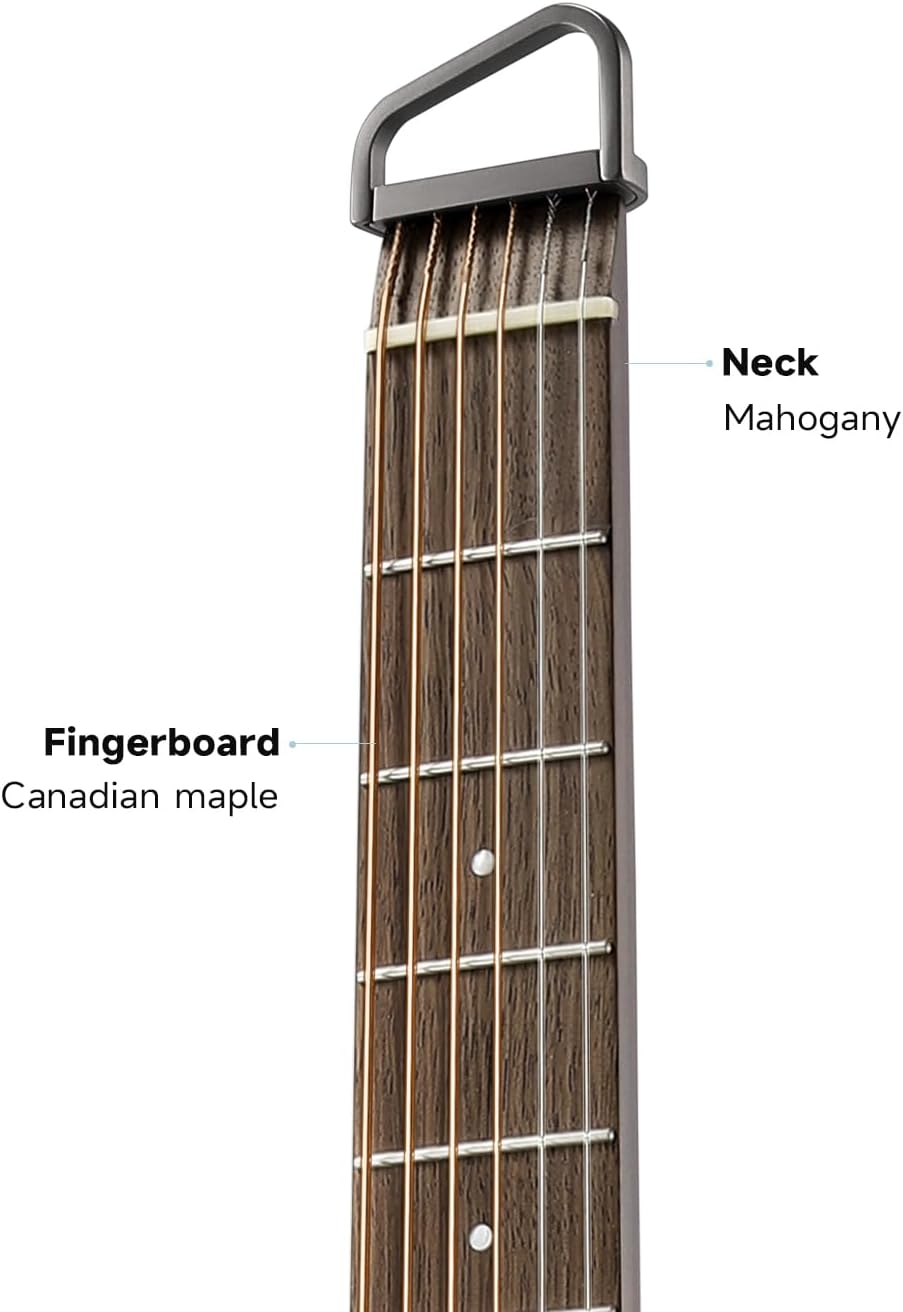 Donner Acoustic Electric Guitar HUSH I PRO Travel Guitar with Multiple Effect Modes Smart Guitarra Kit of Earphone, Gig Bag, Strap, Charging Cable, Sunburst