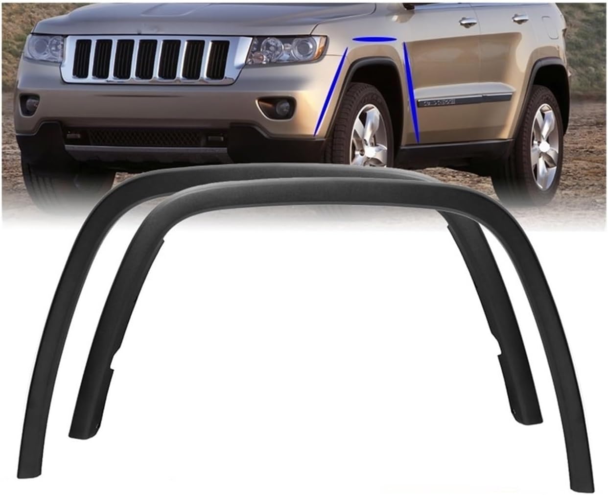 Car Front Left/Right Fender Flares PP Compatible For Jeep Grand Cherokee 2011-2013 For Cherokee Overland 1MP39RXFAE CH1290106(Front Pair)