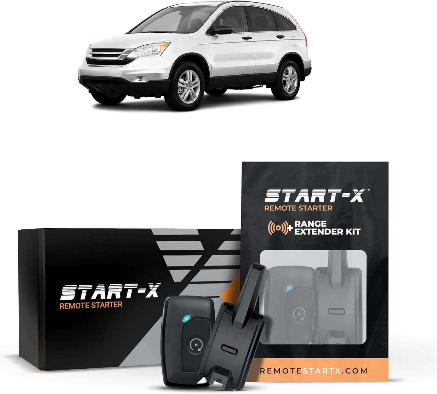 Start-X Remote Starter Kit + 2000ft 1 Way Range Extender for Honda CR-V (2007, 2008, 2009, 2010, 2011) Vehicles with Key Ignition