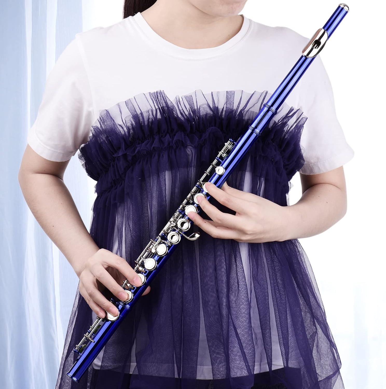 ZUZU Closed Hole C Flute 16 Keys Wind Instrument with Carry Case Flute Stand Cleaning Cloth Mini Screwdriver Cleaning Rod Beginners Flute (Color : Purple)