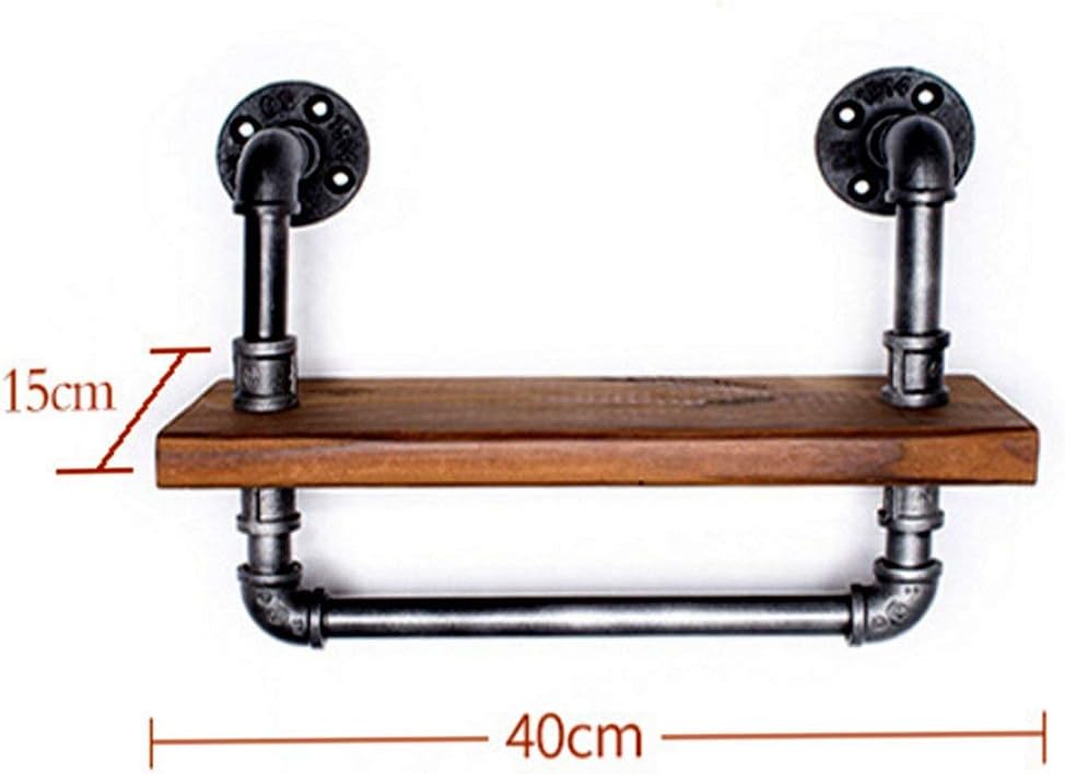 Wall Mount Vintage Wrought Iron Shelf Solid Wood Bar Shelf Creative Storage Storage Rack Pipe Shape Display Stand Pot Stand