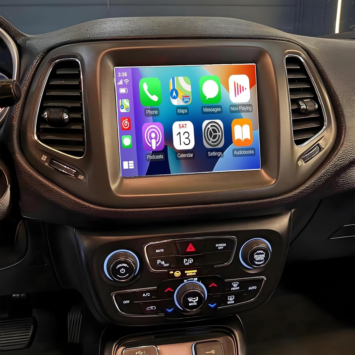 PHEZEN 8.4 inch Car Stereo Fit for Jeep Compass 2018-2011, Android 14 Double Din Car Radio with Carplay & Android Auto GPS Navigation BT Mirror Link WiFi Backup Camera 2+32G