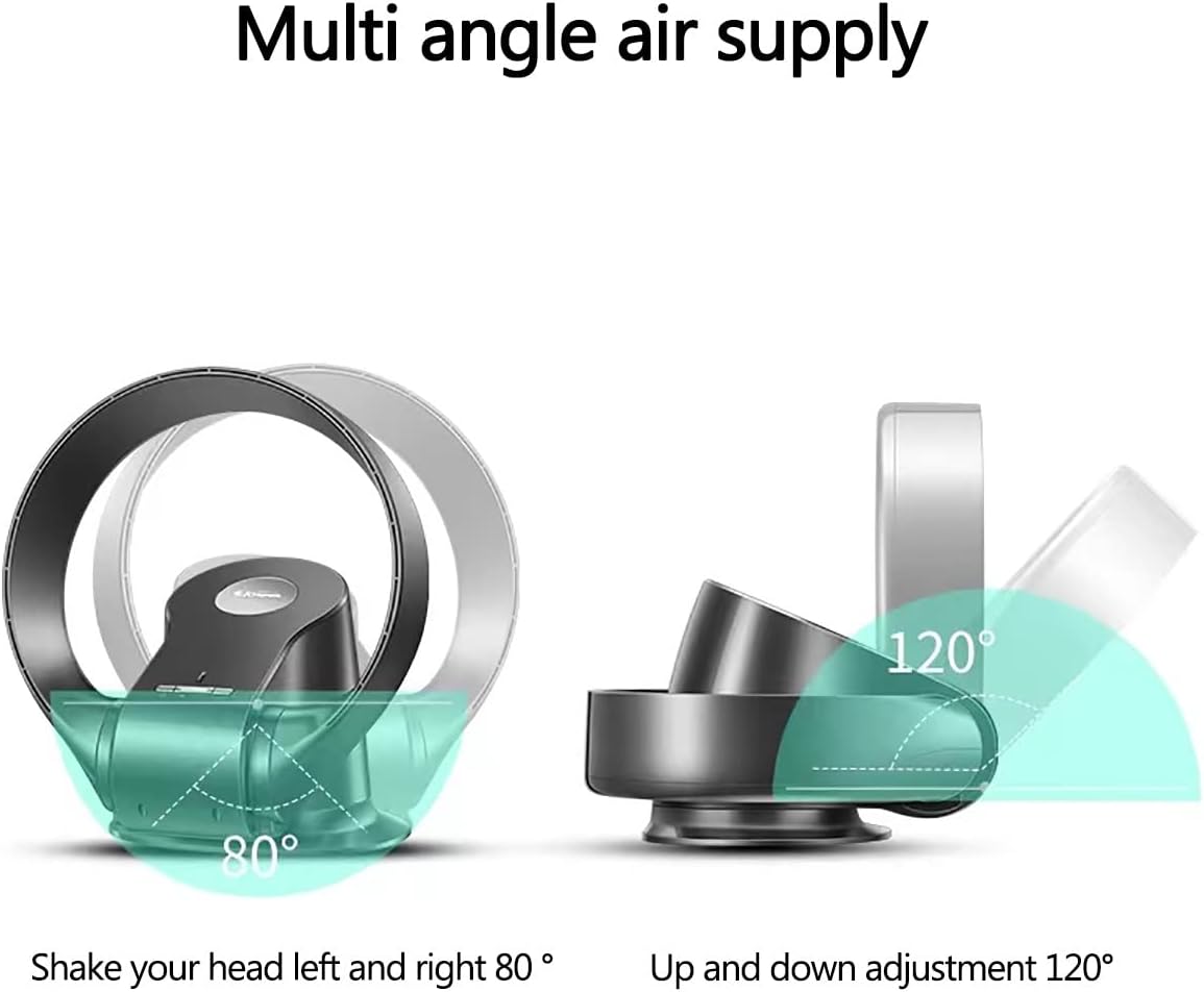 Standing Cooling Fan Bladeless Fan Wall Mount Fan Quiet Floor Fan 90° Oscillation with Remote for Bedroom, Office Summer Gifts (Color : Silver)