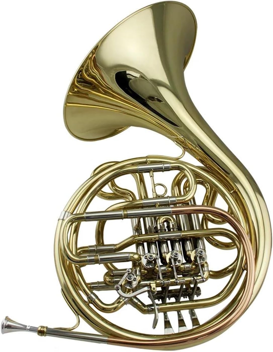 Professional Gold Lacquer 4 Key Double French Horn