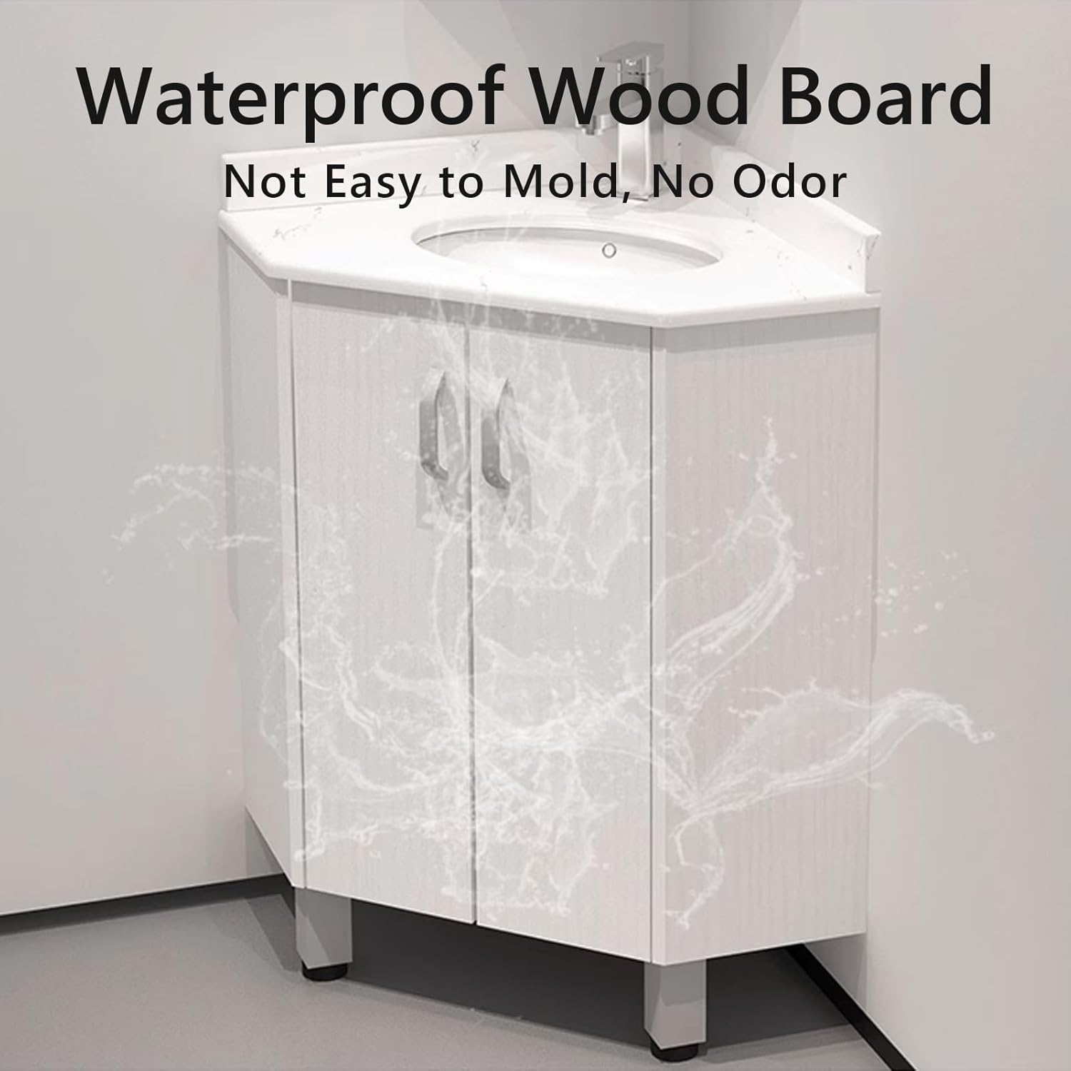 Corner Bathroom Cabinet Wood with Sink, Clear Imaging Slate Countertop Adequate Storage Space, Bathroom Mirror Cabinet Wall Mount, for Small Space, Bathroom(Multi-Colored,55CM)