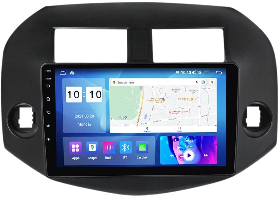 Android Car Stereo for Toyota RAV4 2005-2013,10 inch IPS Touchscreen with Upgrade Wireless CarPlay & Android Auto,WiFi/GPS,Support SWC and Subwoofer,4-Core 1+32G