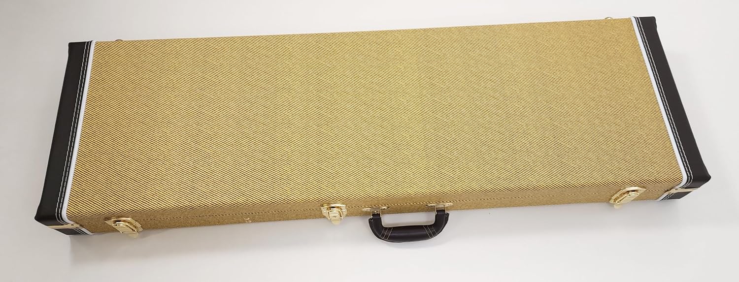 Sprite BGC-250 3/4 TWEED/GOLD SHORT SCALE BASS CASE fits FENDER MUSTANG GRETSCH G2220, Sire U5 Bass Ursa Short Scale Basses