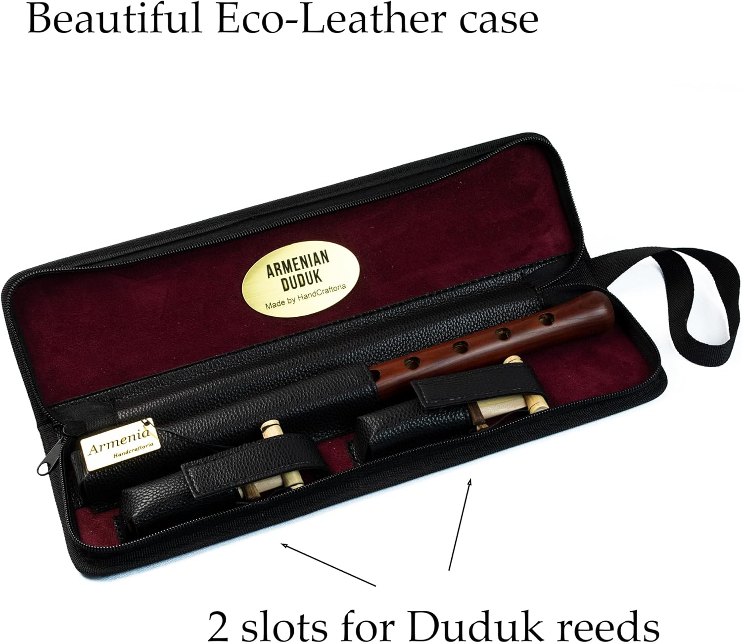 Armenian duduk instrument from Apricot wood with Eco-leather case