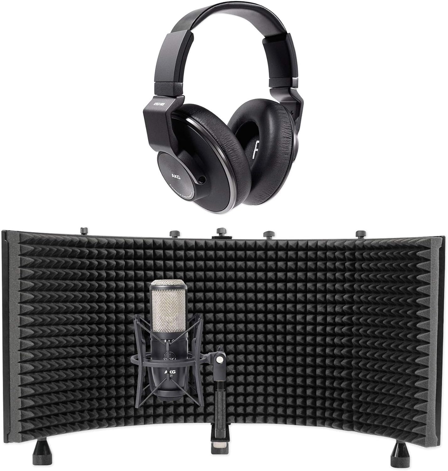 AKG P420 Studio Condenser Recording Microphone+Headphones+Isolation Shield