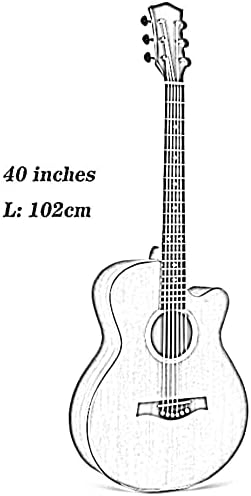 Full Size Guitar Acoustic Guitar Hand Polished Beginner Adult Travel Guitar Outdoor Music Rock Crisp Sound Matte Musical Beginner Acoustic Guitar Starter Package Student G (Beige Long)