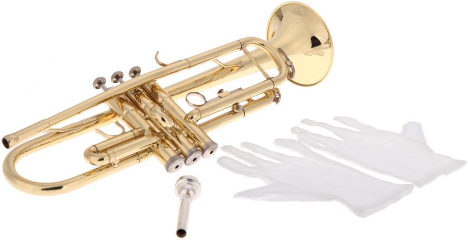 Trumpet Bb B Flat Brass Trompetas Instrumento with Mouthpiece Gloves for Standard Student Beginner and Teacher
