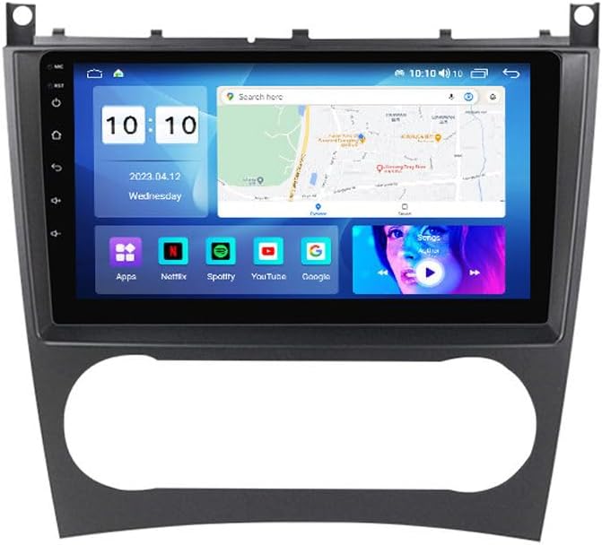 Android Car Stereo for Benz C-Class 2004-2011,9 inch IPS Touchscreen with Upgrade Wireless CarPlay & Android Auto,WiFi/GPS,Support SWC and Subwoofer,8-Core 8G+256G