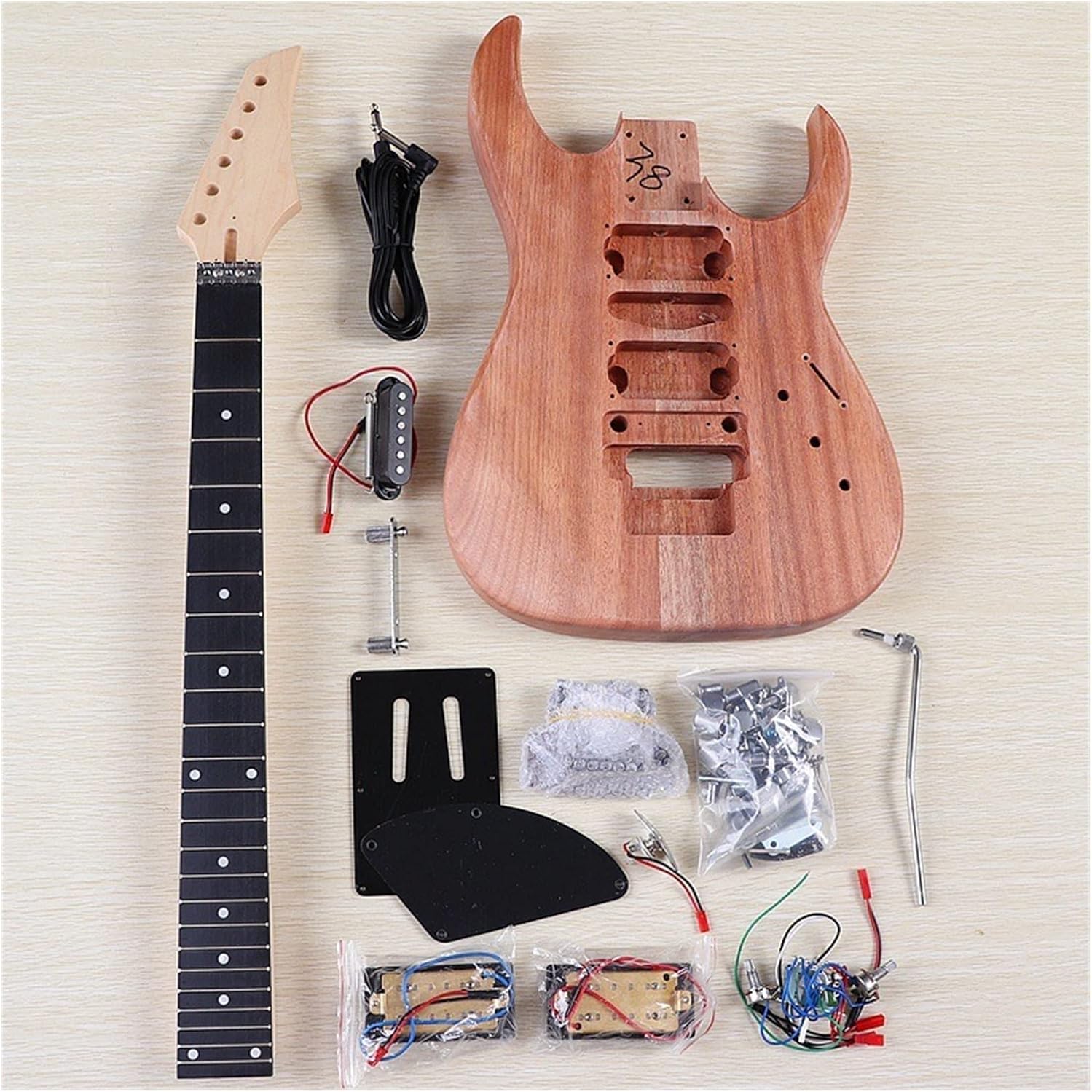 DIY Electric Guitar Kit Electric Guitar Kit 6 Strings Maple Neck Replacement Mahogany Guitar Body Rosewood Fretboard
