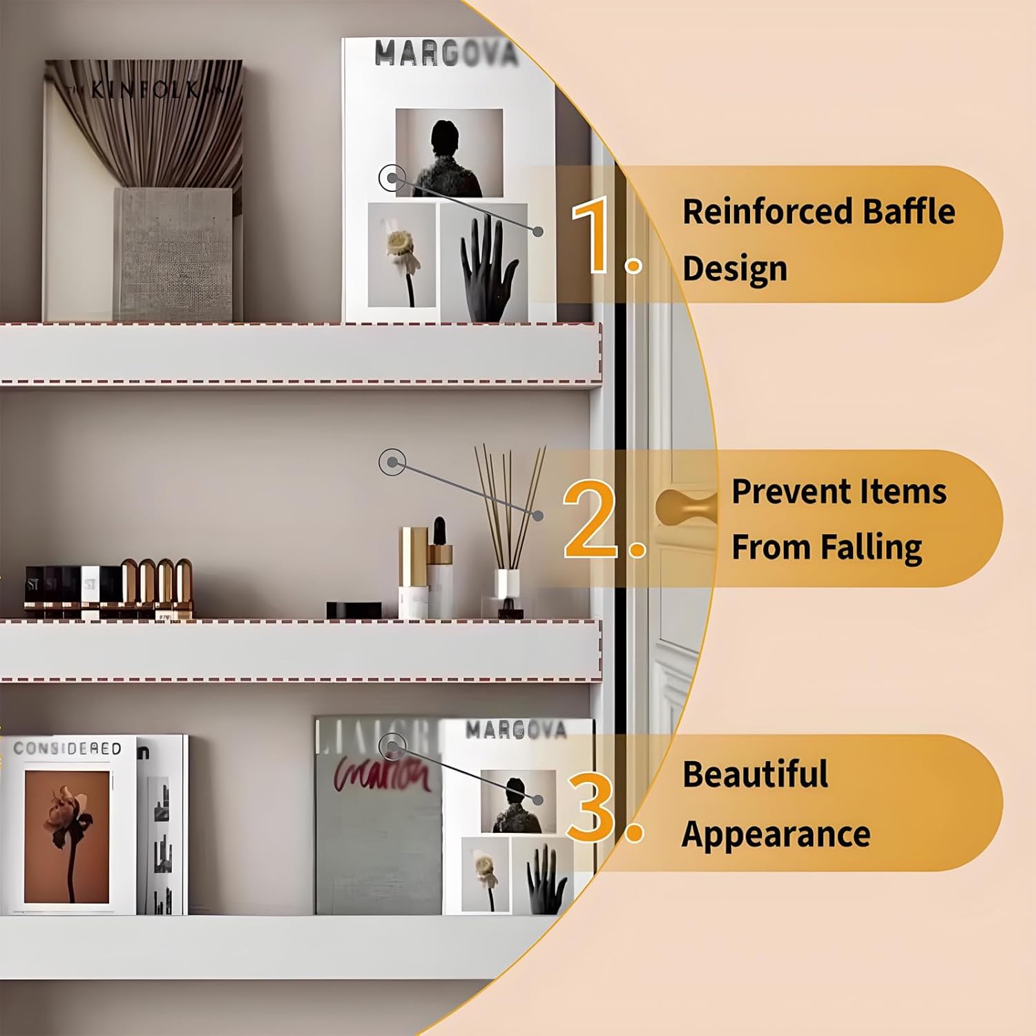 LINLIUA Behind The Door Bookshelf, 5 Shelf Behind Door Shelves with Storage, Space-Saving Wall Mount Narrow Bookcase Cabinet for Living Room Bedroom Children's Room