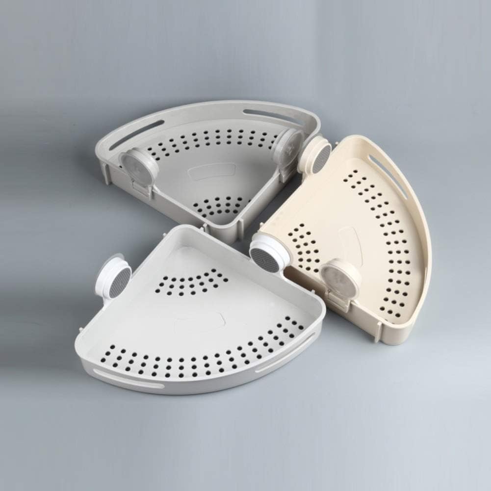 Pot and Pan Organizer Corner Wall Mount Bathroom Shelf Storage Holder Shelves Bathroom Shower Kitchen Storage Rack Organizer Bathroom Accessories (Color : White) (Light Grey)