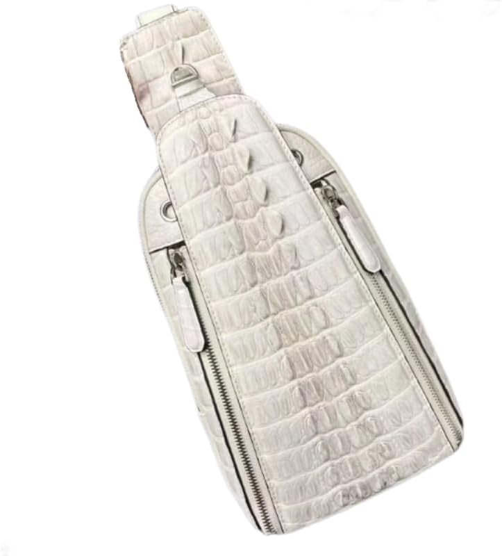 Authentic Real Crocodile Leather Men Casual White Chest Bag Genuine Exotic Alligator Skin Male Small Crossbody Bag Messenger Bag
