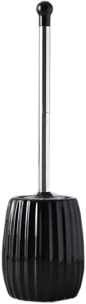 Toilet Brush Toilet Brush Ceramic Toilet Brush with Holder Set Stainless Steel Long Handle Toilet Brush Decorative in The Bathroo Toilet Brush and Holder (Color : White) (Black)