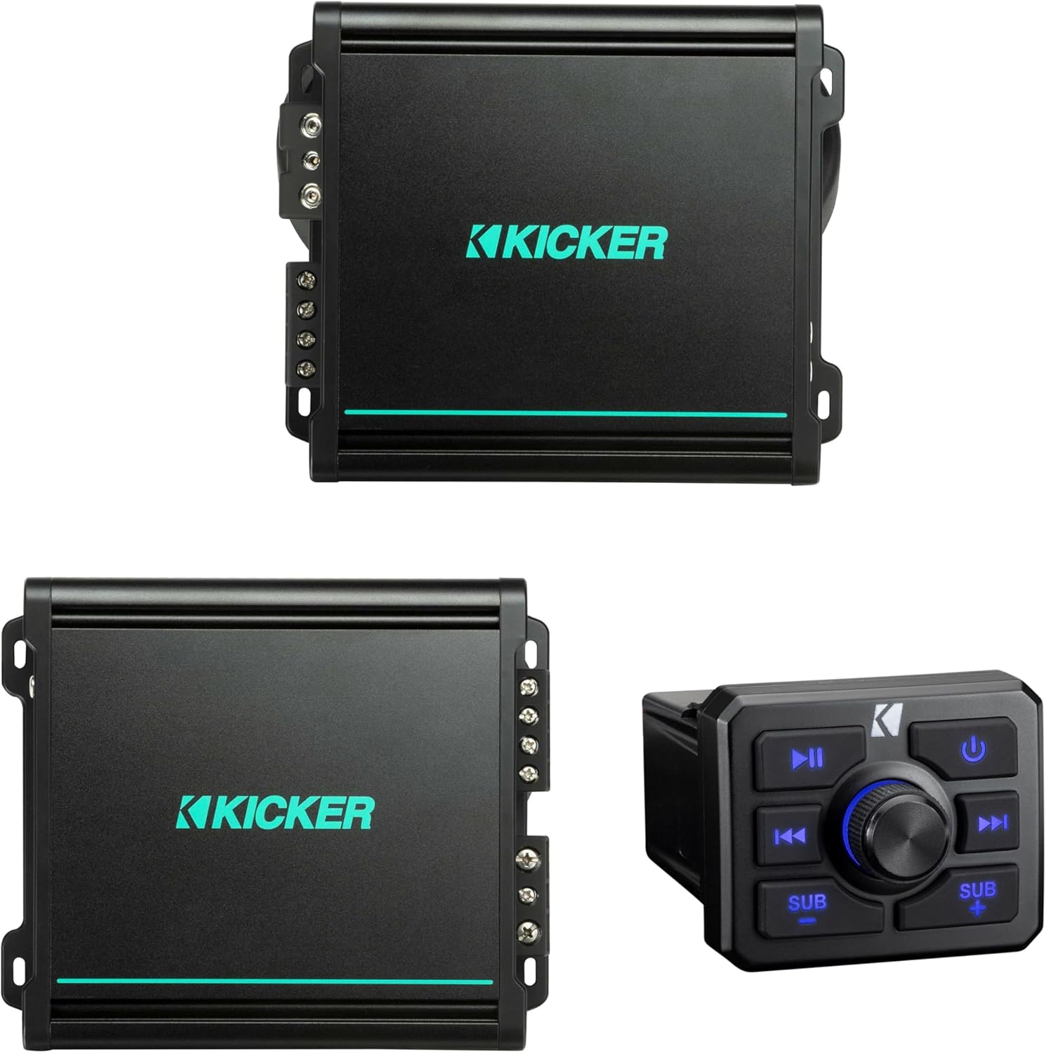 Kicker 51KBTR Powersport Bluetooth Receiver w/ 48KMA1502 & 48KMA8001 Amplifier