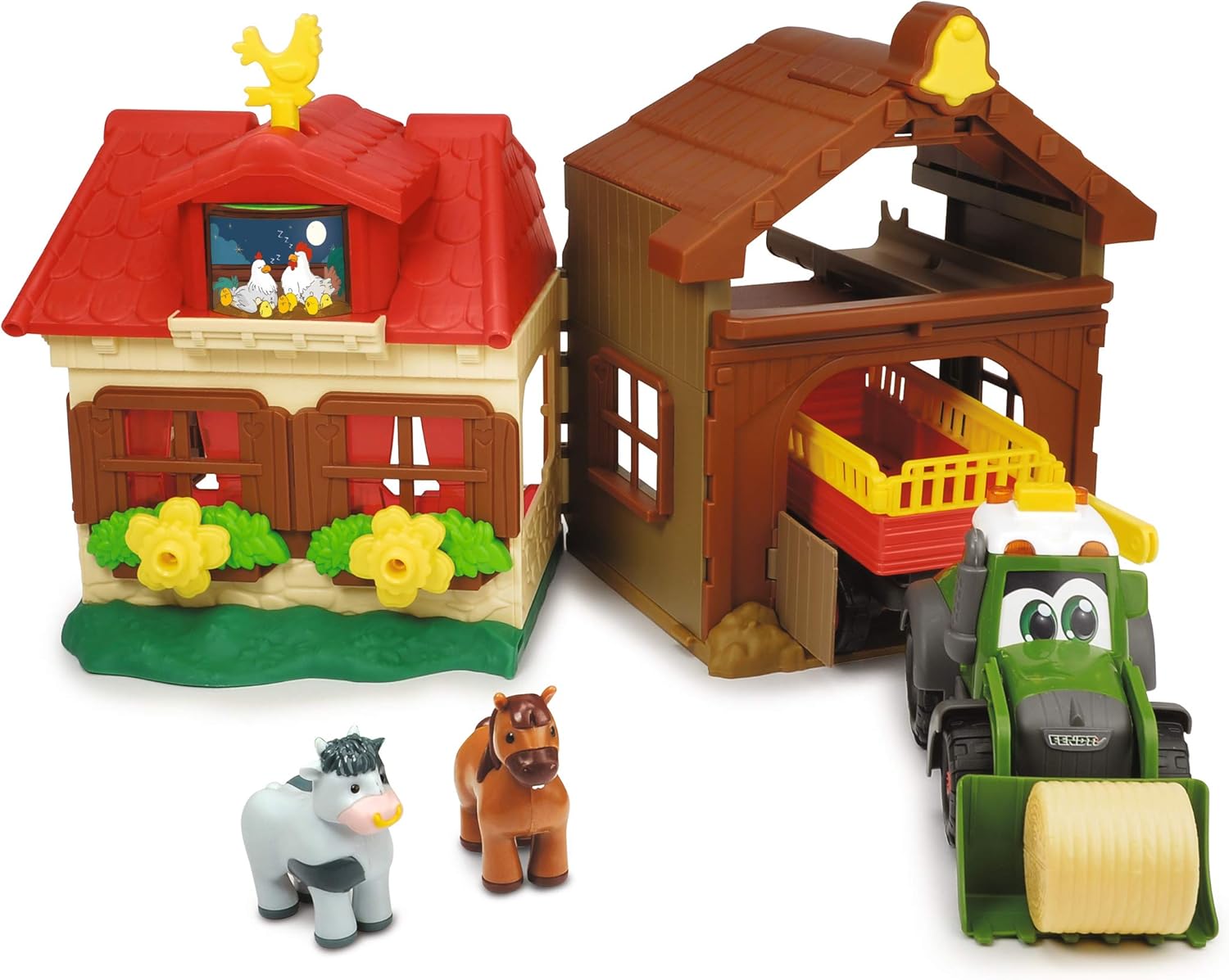 Dickie Toys 203818000 Fendt Happy House, Farm Set for Children Aged 1 Year Old Tractor with Animals, Light & Sound, Multicoloured, Größe: 38 cm