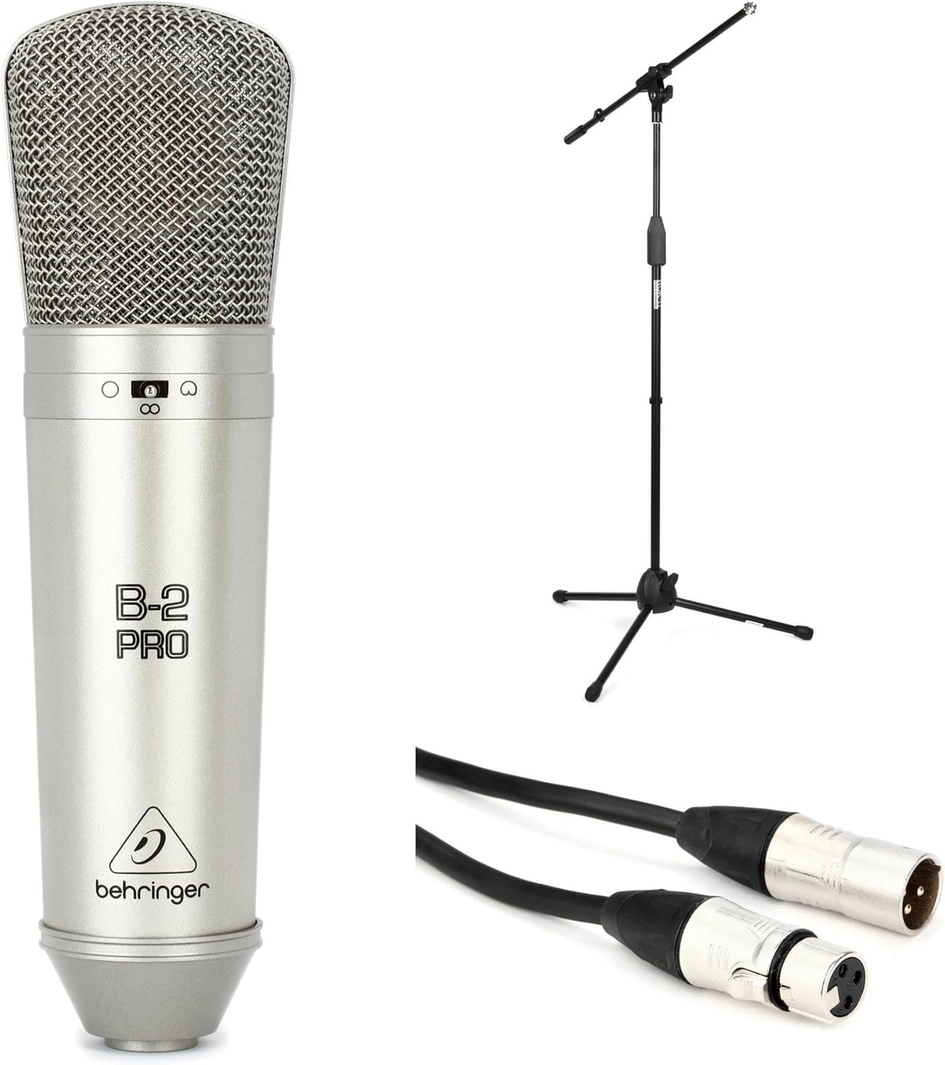 Behringer B-2 Pro Dual-Diaphragm Condenser Microphone – Professional Studio Mic with Adjustable Stand, XLR Cable,Sound Capture for Recording, Podcasting, Vocals, and Instruments
