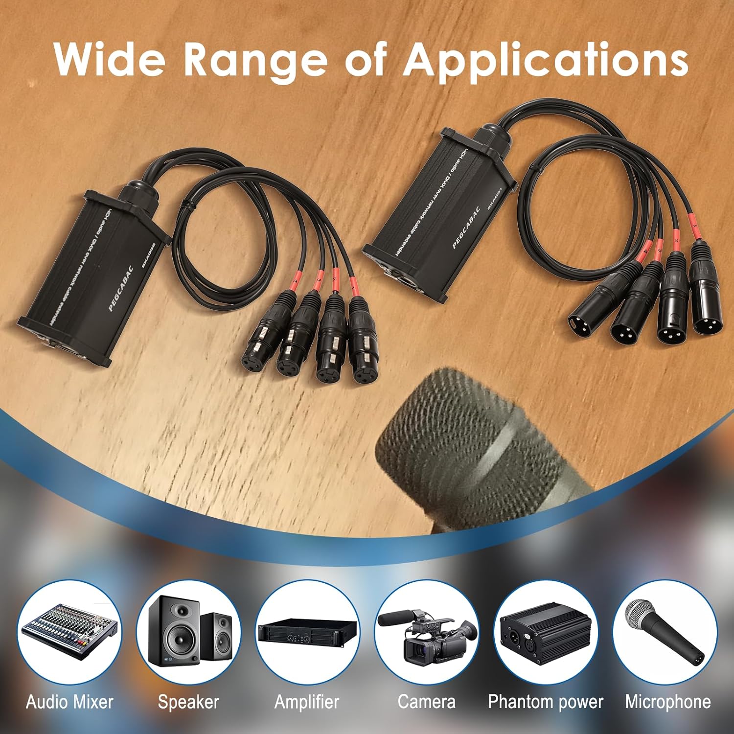 4 Channel Snake 3 Pin XLR/DMX/AES-EBU to Ethercon RJ45 Cat5/Cat6 Ethernet Extender for Stage Sound Lighting and Recording Studio with 2 Ft Breakout Cable(Male&Female)