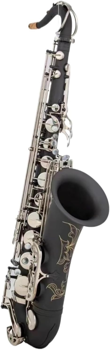 Beginner saxophone Tenor Saxophone Bb Tune Black Matte Nickel Plating Woodwind Instrument With Case Accessories (Color : Leather bag)