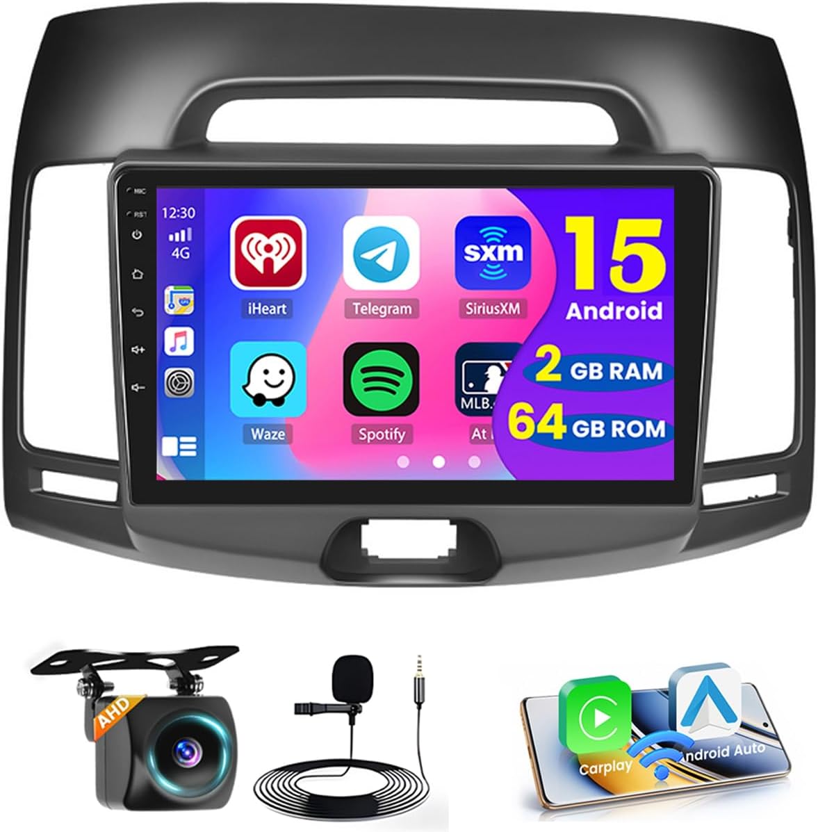 【2+64GB】Double din for Hyundai Elantra 2007-2010 Wireless Carplay Android Car Stereo 9