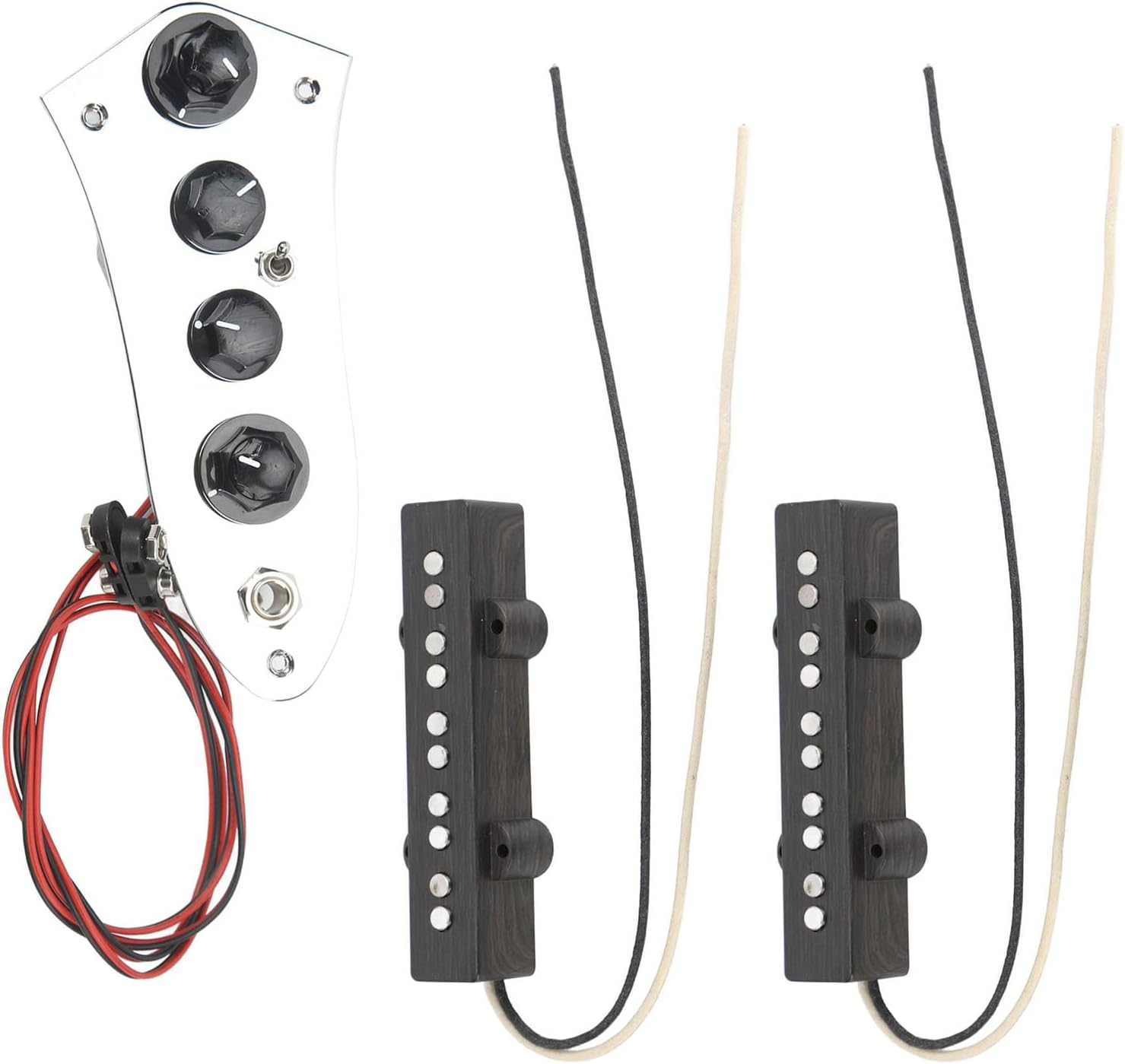 Guitar Bass Pickup Set for 5 String Jazz Bass - Metal & Plastic Wired Bass Control Board Kit - Noise Free, Easy Installation, Durable Upgrade Replacement for Musicians