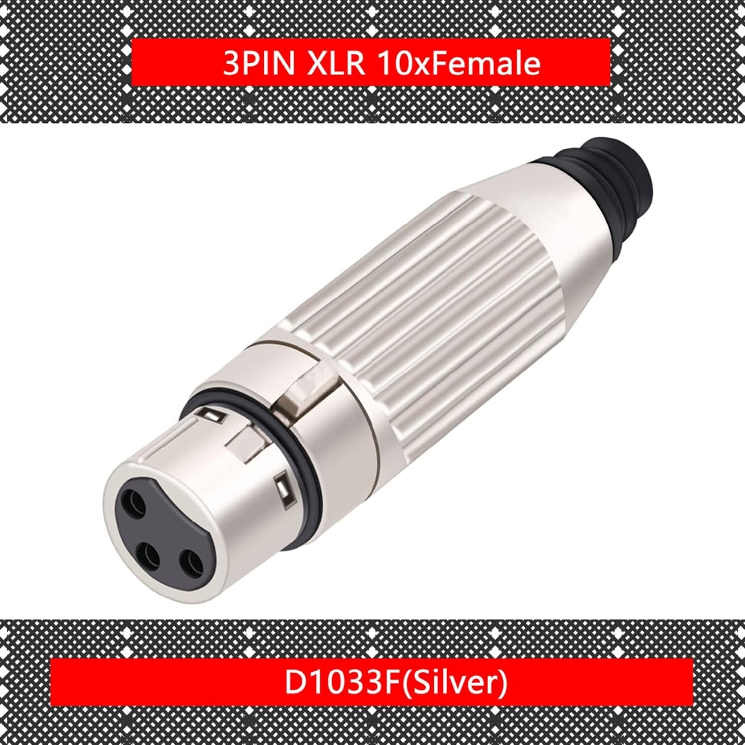 Silver Cable Soldering Straight Adapter X L R 3 Pin Male Female Plug XLR Audio Microphone Connector Adapter 10Pcs (Color : 10xD1033F)