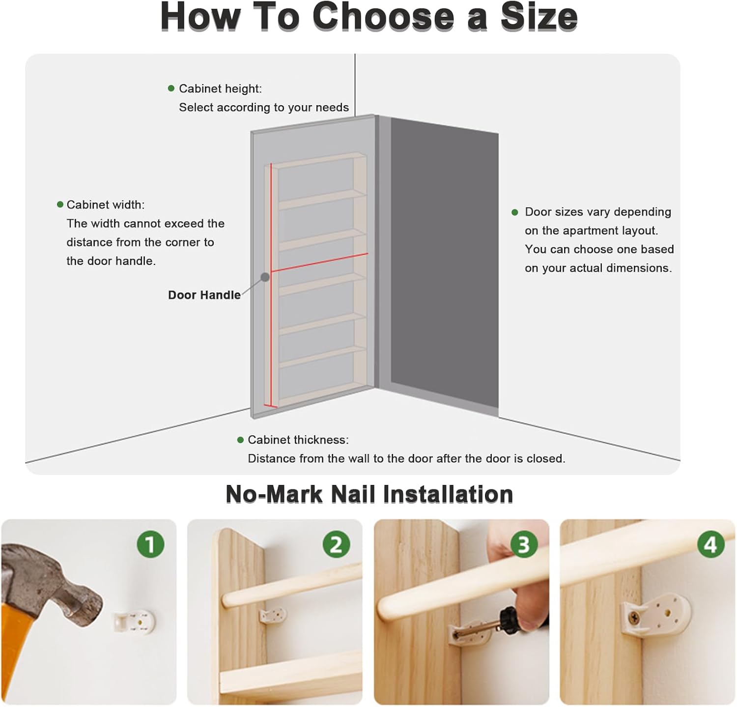 Behind The Door Bookshelf, Solid Wood Bookcases, Open Display Shelves, Space-Saving Organizer, Wall Mount Shelf, for Books in Bedroom, Living Room Natural Wood Color 4F-70cm