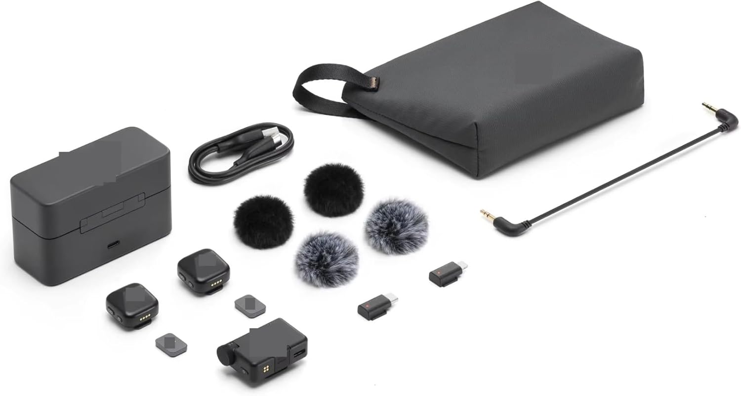 for DJI for Mic Mini Microphone Discreet 48-Hour Operation Case with Stable Tra(2TX 1RX Lightning)